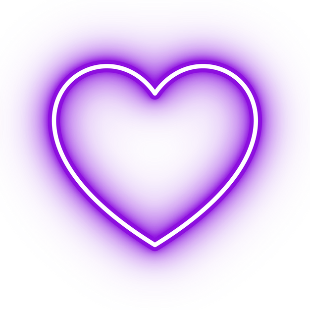 Neon purple love heart icon